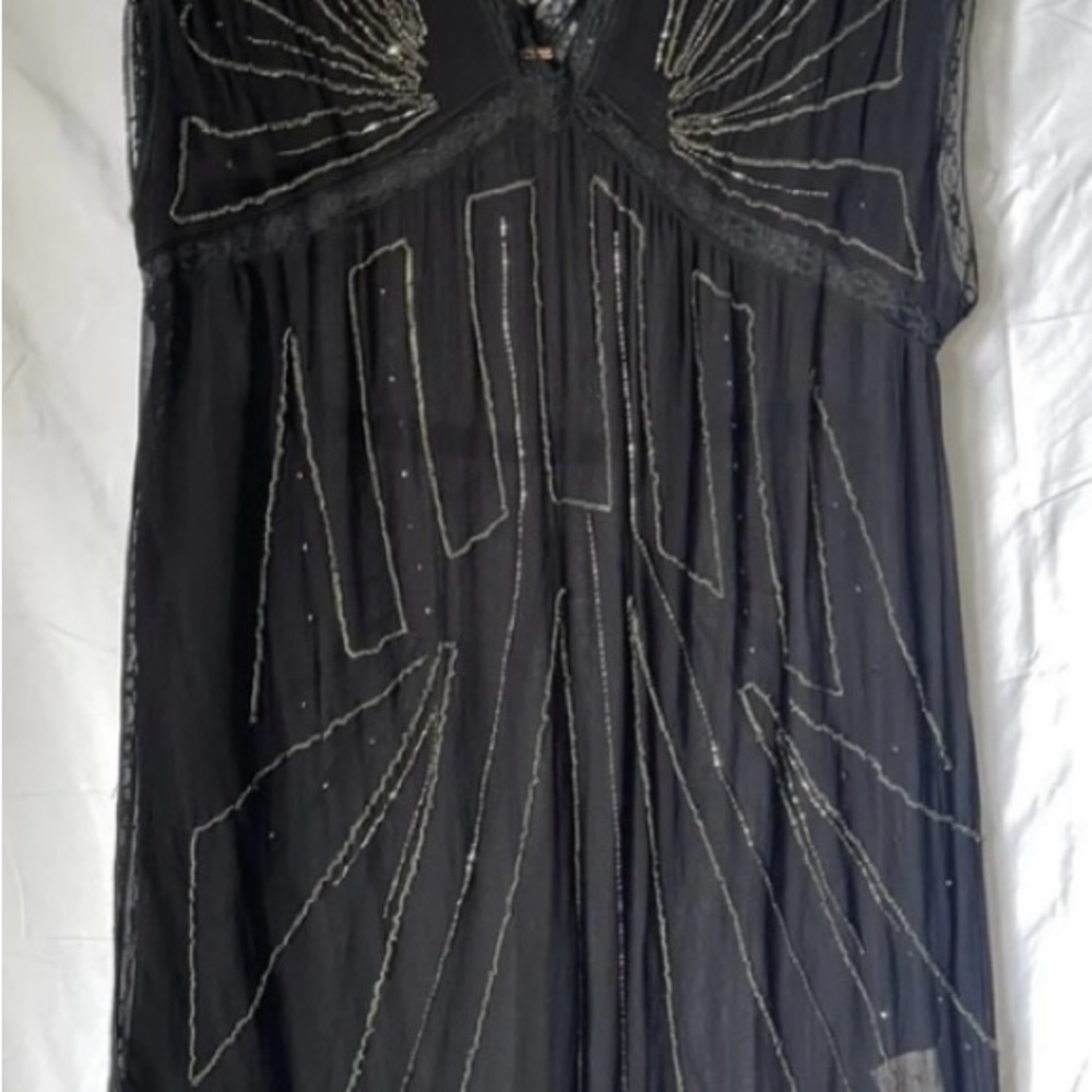 Free People Daisy Embellished Retro Art Deco Midi Dress - Picture 6 of 7